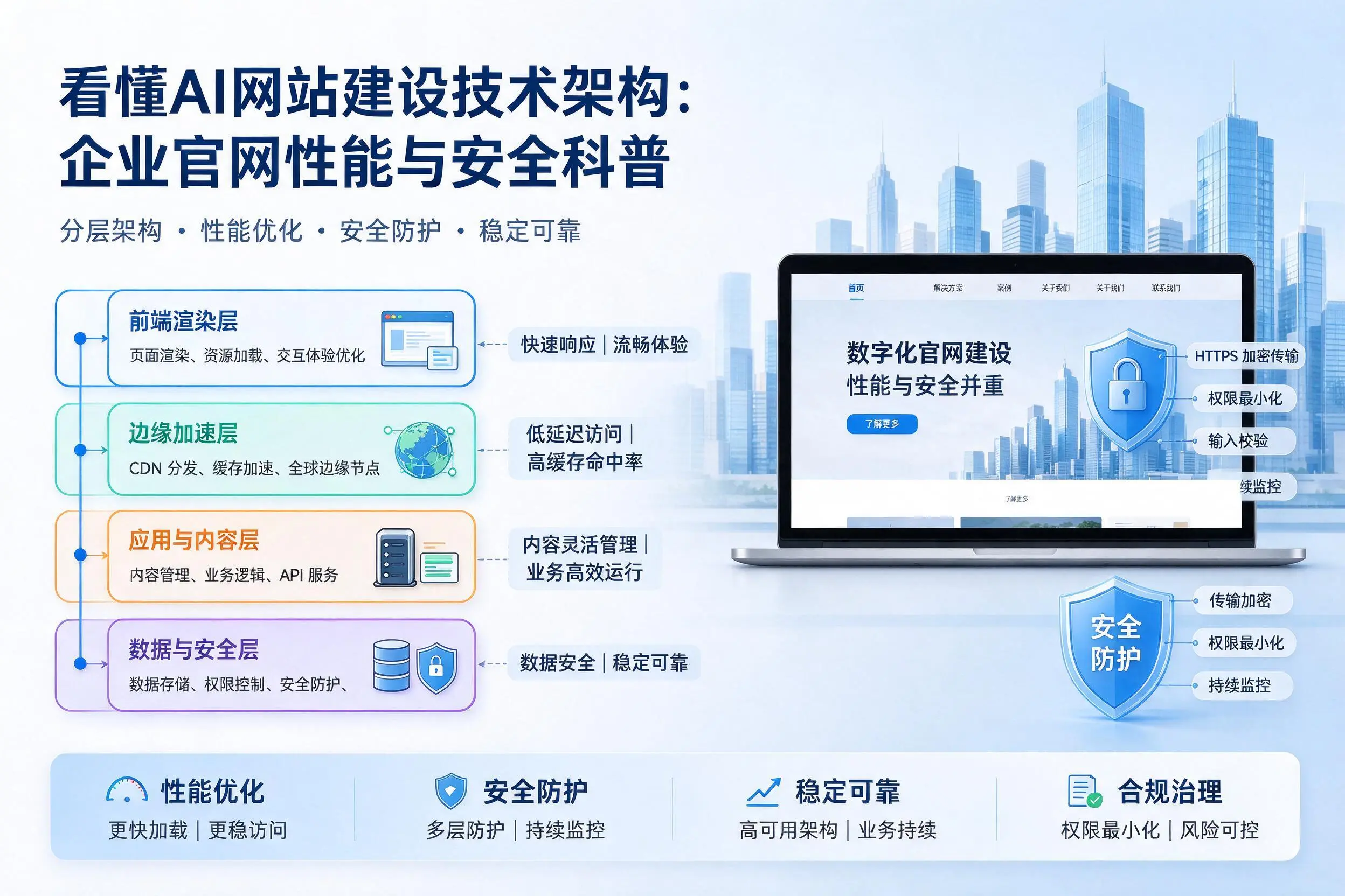 看懂AI网站建设技术架构:庆阳企业官网性能与安全科普