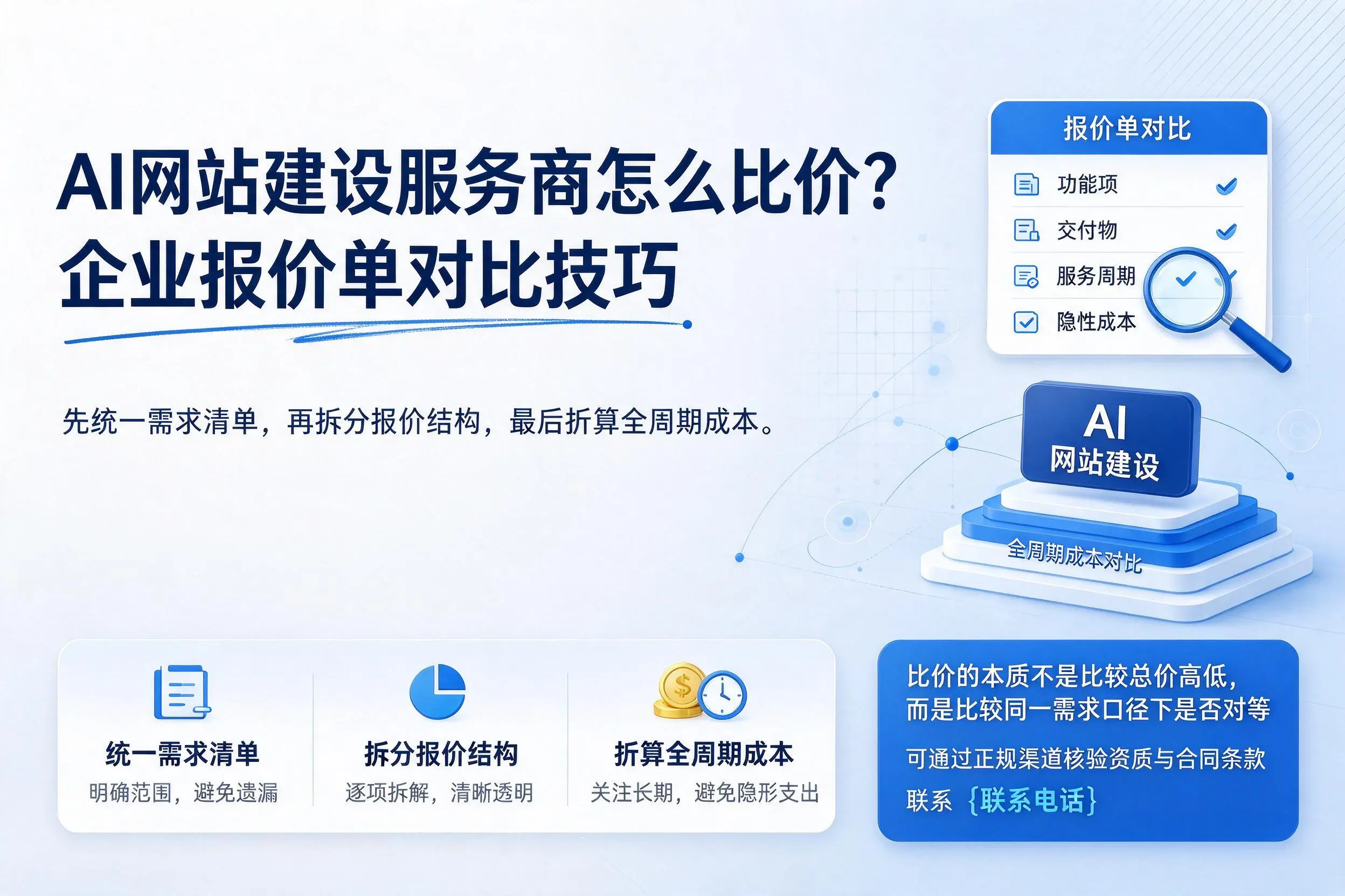 AI网站建设服务商怎么比价?庆阳企业报价单对比技巧